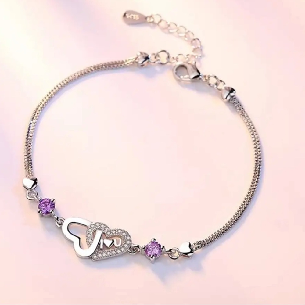 🌟 Sterling Silver 925 CZ Bracelet I Love You
